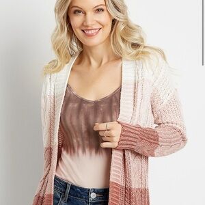 Maurices Blush and Cream Knit Cardigan